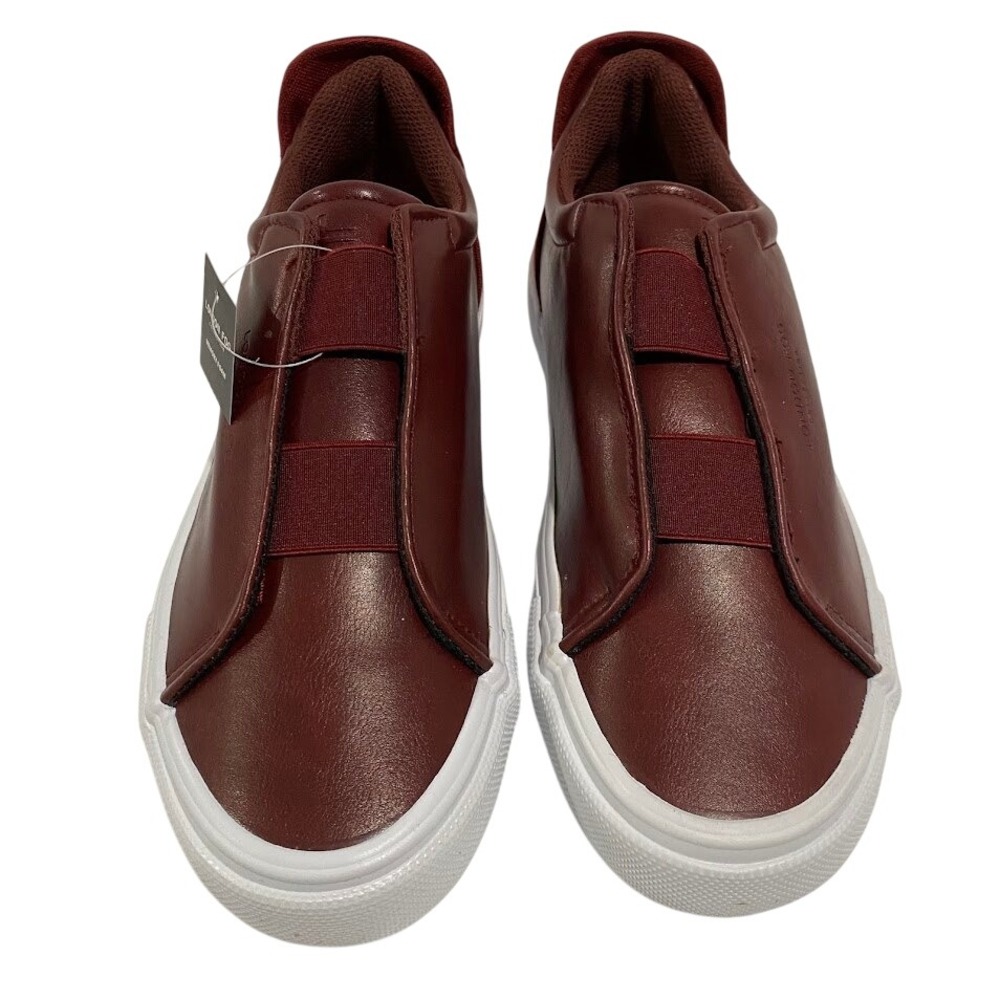 London Fog Men Slip On Memory Foam Sneakers Burgundy Size 8.5